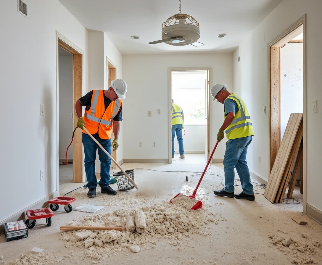 Radnici čiste prostor nakon građevinskih radova, uklanjaju šut i prašinu